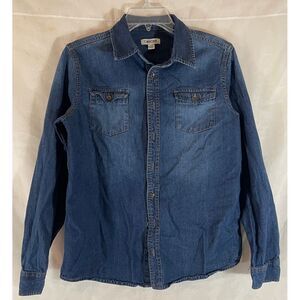 Cherokee Classic Denim Button-Down Shirt Long‎ Sleeve Casual Western Style L